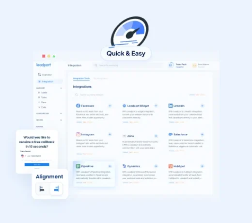 Integrate Leadport with your social media lead forms, website forms, and CRM systems with just a few clicks.